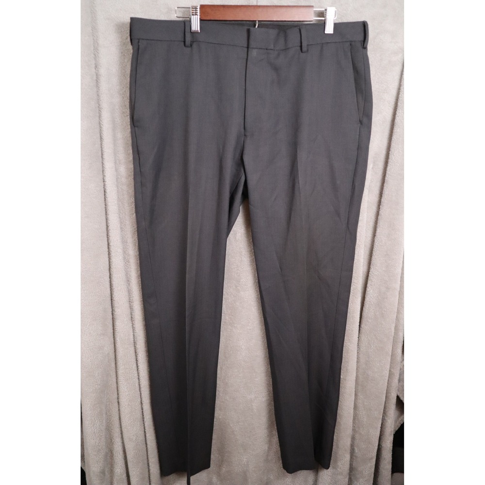 Van Heusen Traveler Mens Slim Dress Pants 36x32 Gray Office Career